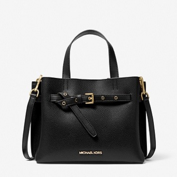 Michael Kors Emilia Small Pebbled Leather Satchel Black - Picture 1 of 8